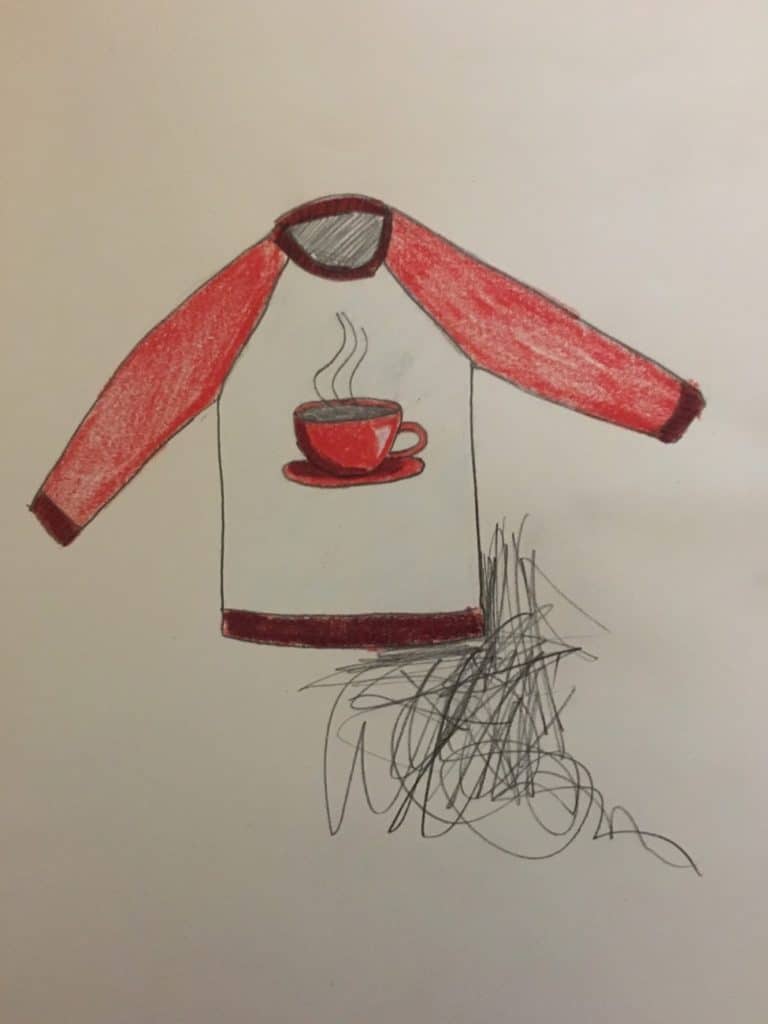 Original “Jumbo Coffee Sweater” sketch.