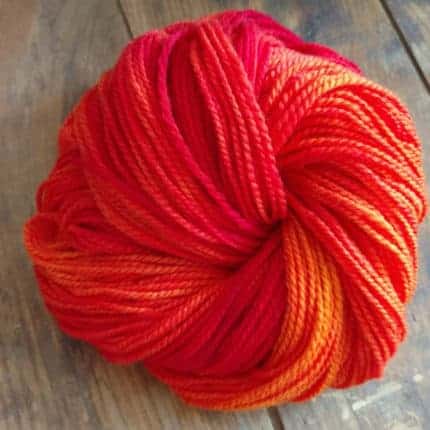 A hank of bright orange yarn.
