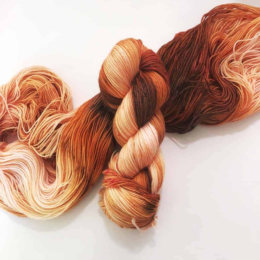 Rust colored yarn.