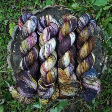 Purple and gold variegated yarn.