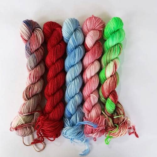 A selection of holiday yarn.