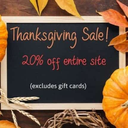Chalkboard with Thanksgiving sale.