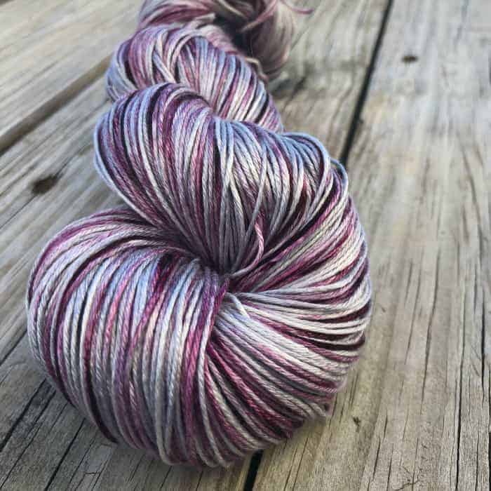 Silver and purple variegated yarn.