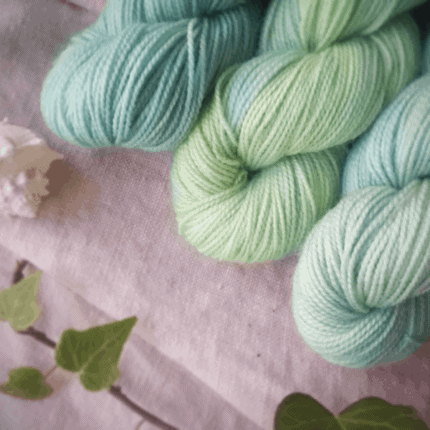 Pale blue and green yarn.