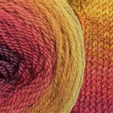 Yellow to orange ombre yarn.