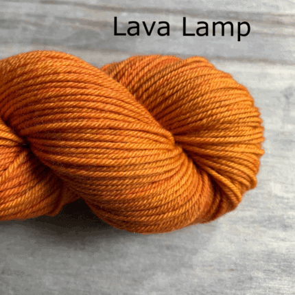 Orange yarn and the words Lava Lamp.