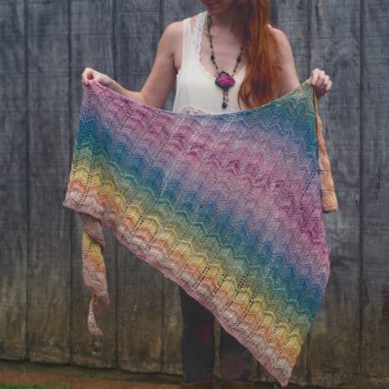 A multicolored striped shawl.