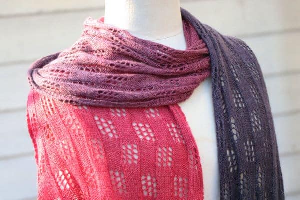 A pink to purple gradient lace scarf.