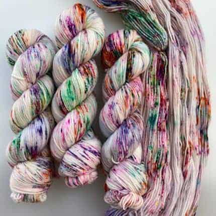 Rainbow speckled yarn.