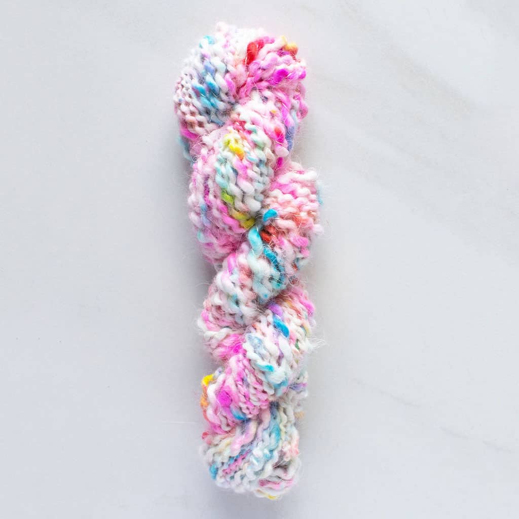 Pink and blue yarn.