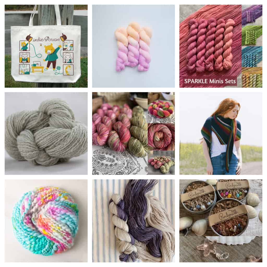 A collage of yarn and bags.