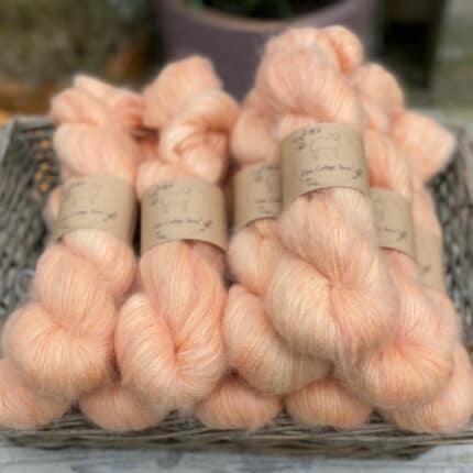 Fluffy orange yarn.