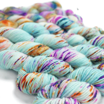 Light aqua speckled yarn.