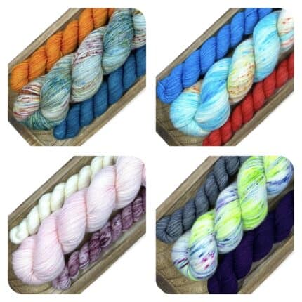 Four sock sets in various colors.