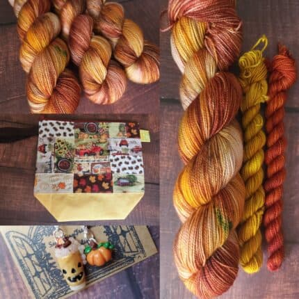 Sweater weather IPA beer themed fall sock set with beer browns, autumnal burnt oranges and pops of green sock set. Pumpkin beer charm set and a quilted fall assortment bag.