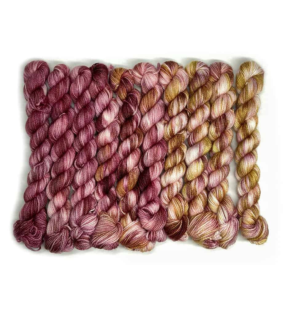 Pink and gold yarn.