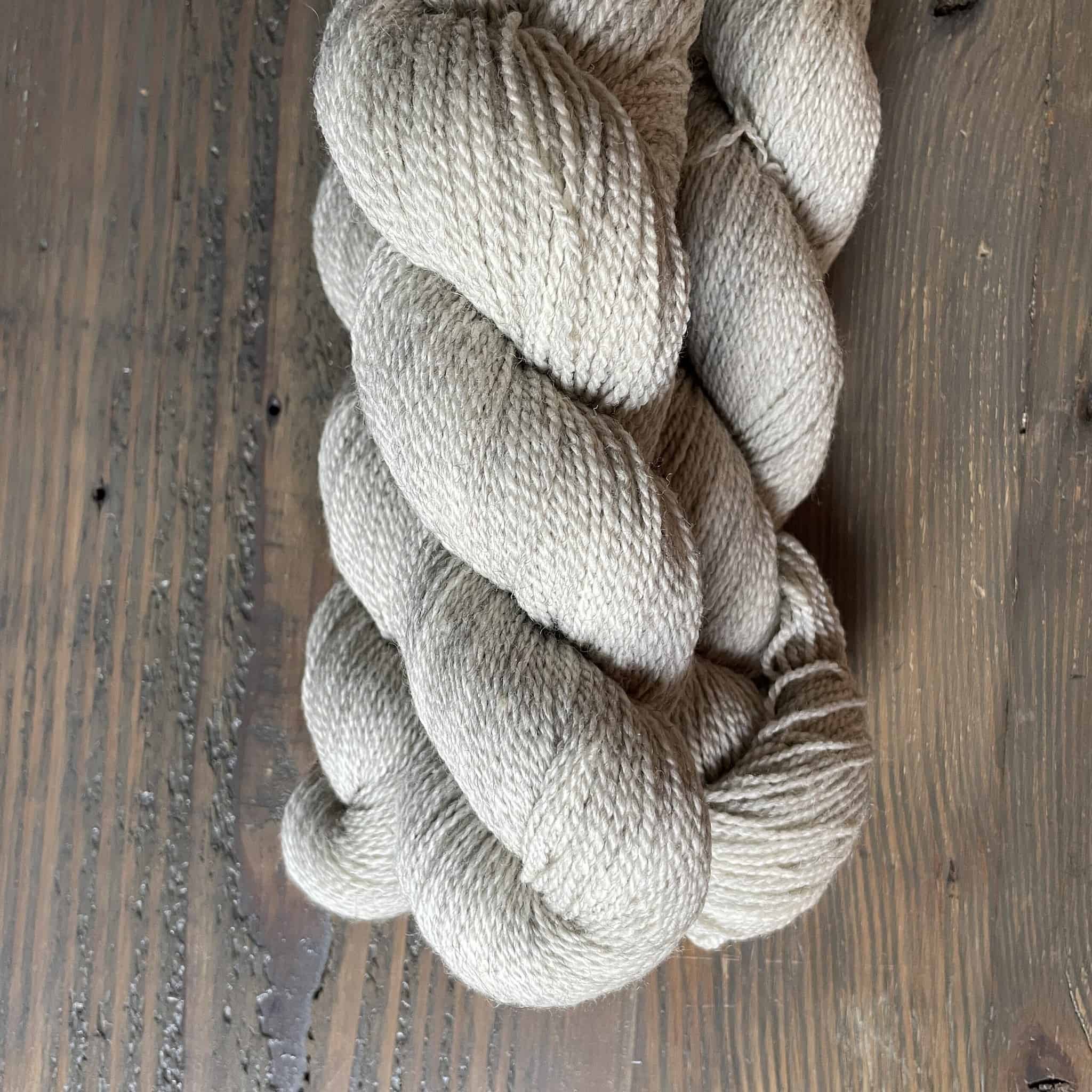 Skeins of gray yarn.