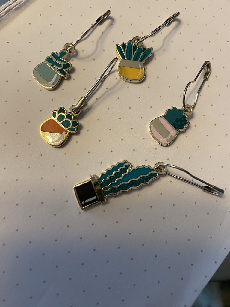 Set of 5 cactus stitch markers.