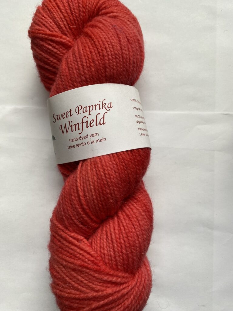 One skein of red-orange yarn.