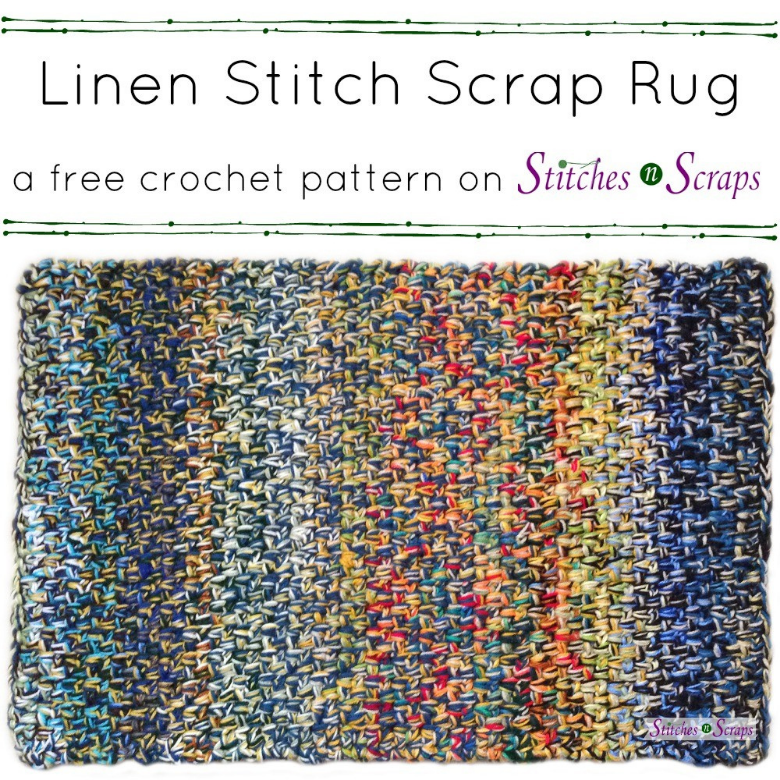 Multicolored Linen Stitch Scrap Rug by Stitches n Scraps