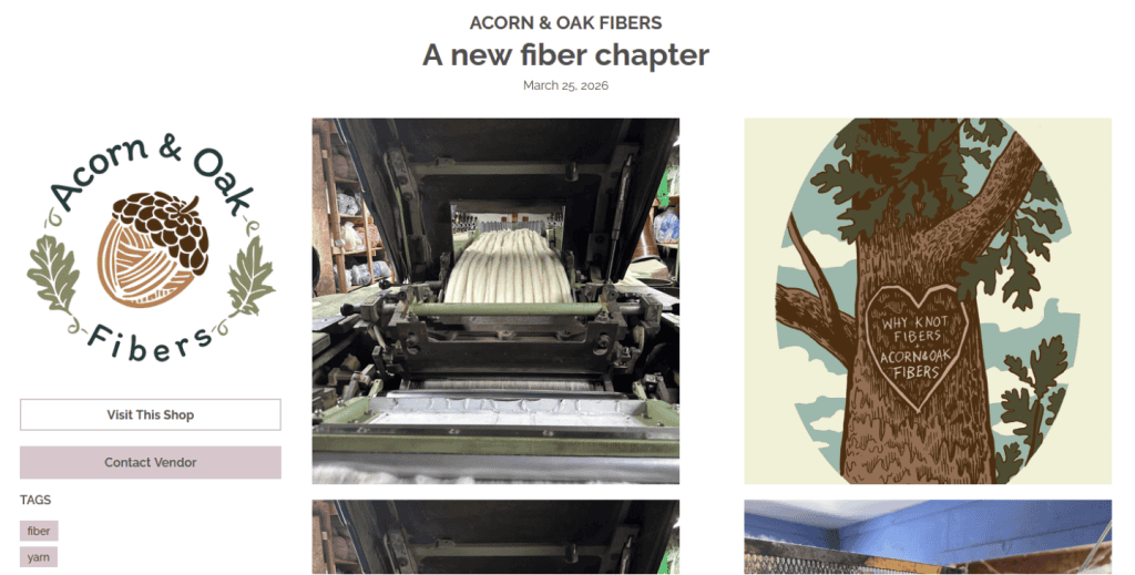 Acorn & Oak Fibers Indie Untangled online Marketplace post