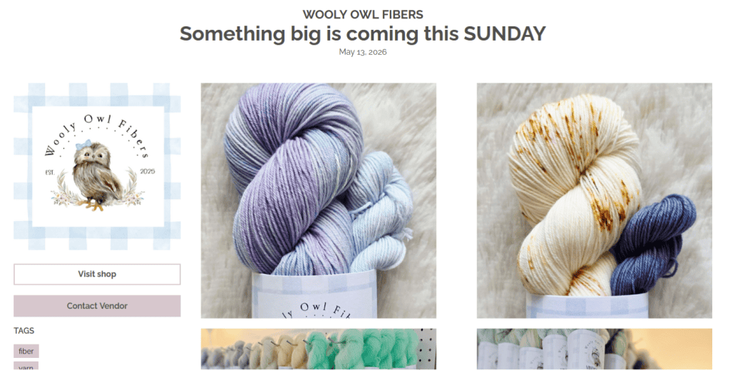 Wooly Owl Fibers Indie Untangled online Marketplace post