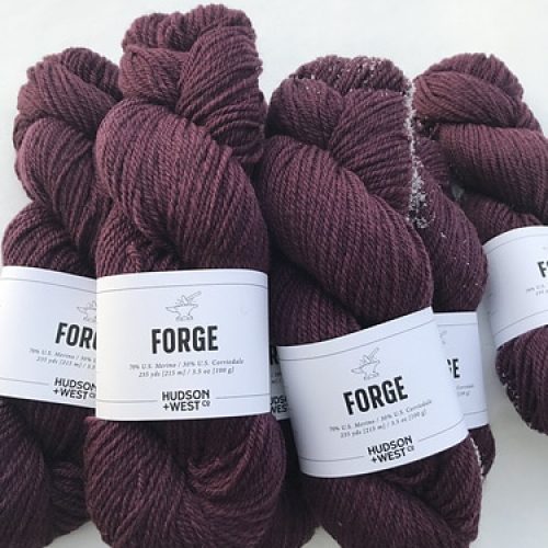 Skeins of purple yarn.