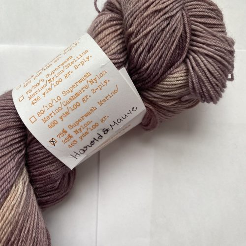 One skein of purple variegated yarn.