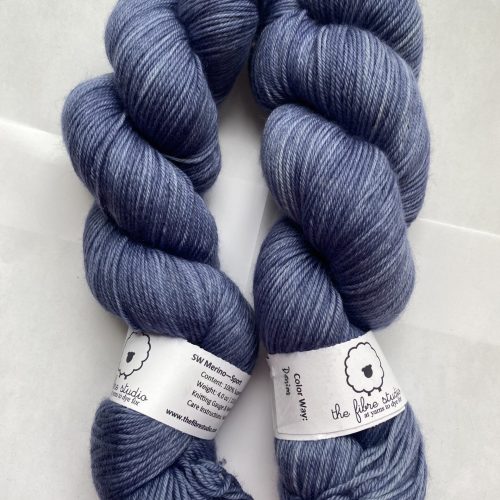 2 skeins of blue yarn.