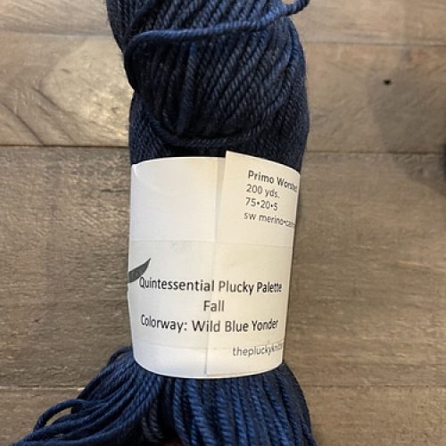 A skein of dark blue yarn.